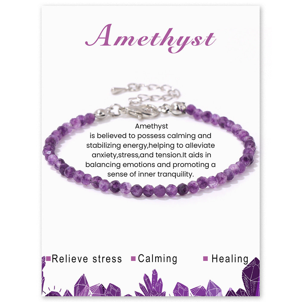 Natural Amethyst Women's Bracelet Cut Irregular Beading Bracelet