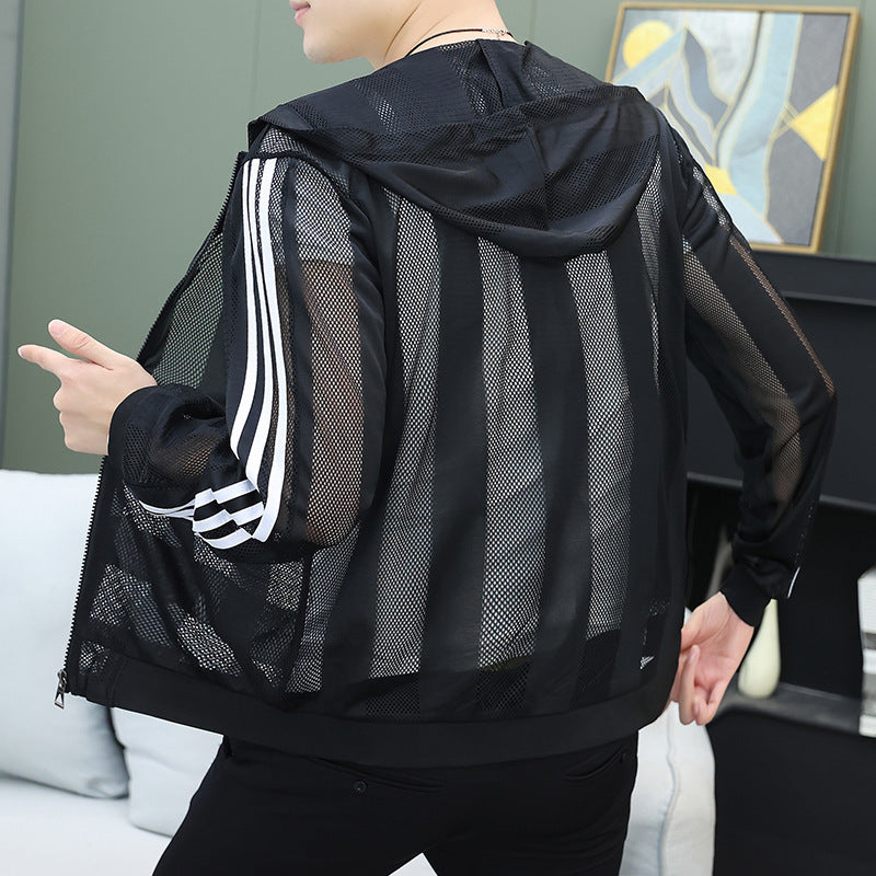 Мужское пальто Ice Silk с вырезом и дышащим капюшоном