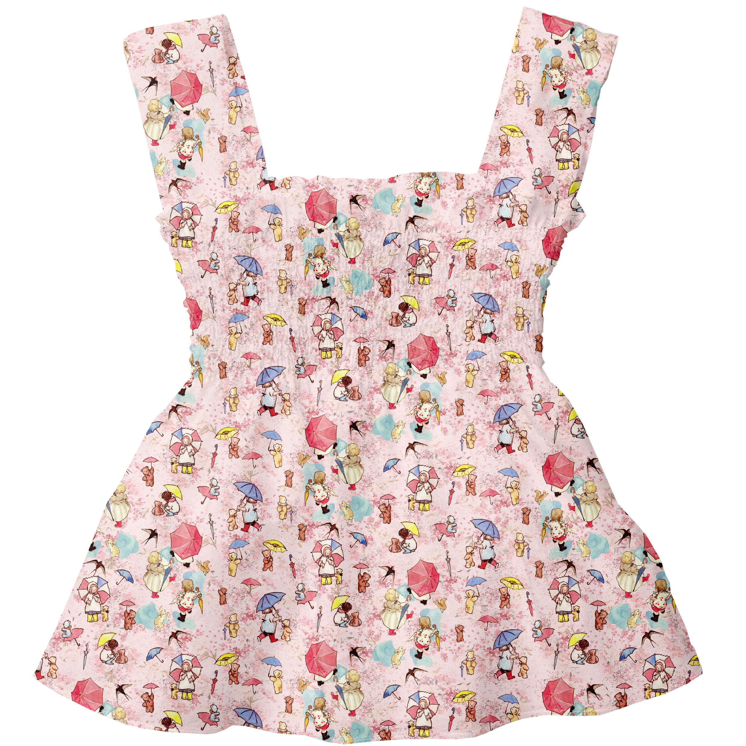 Pure Cotton Cartoon Bear Girl Pastoral Floral Printed And Dyed Fabric