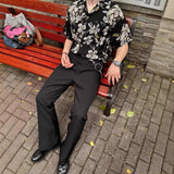 Vintage Cuban Collar Ice Silk Printed Shirt