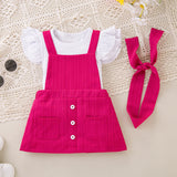 Girls' Short-sleeved Top Suspender Pants Hair Accessories