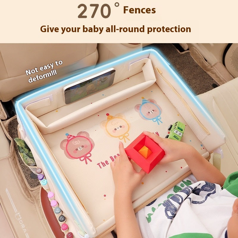 Kids's Car Safety Seat Tray Cartoon Car Waterproof Storage Dining Table