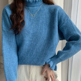 Wooden Ear Half Turtleneck Knitted Bottoming Shirt Top