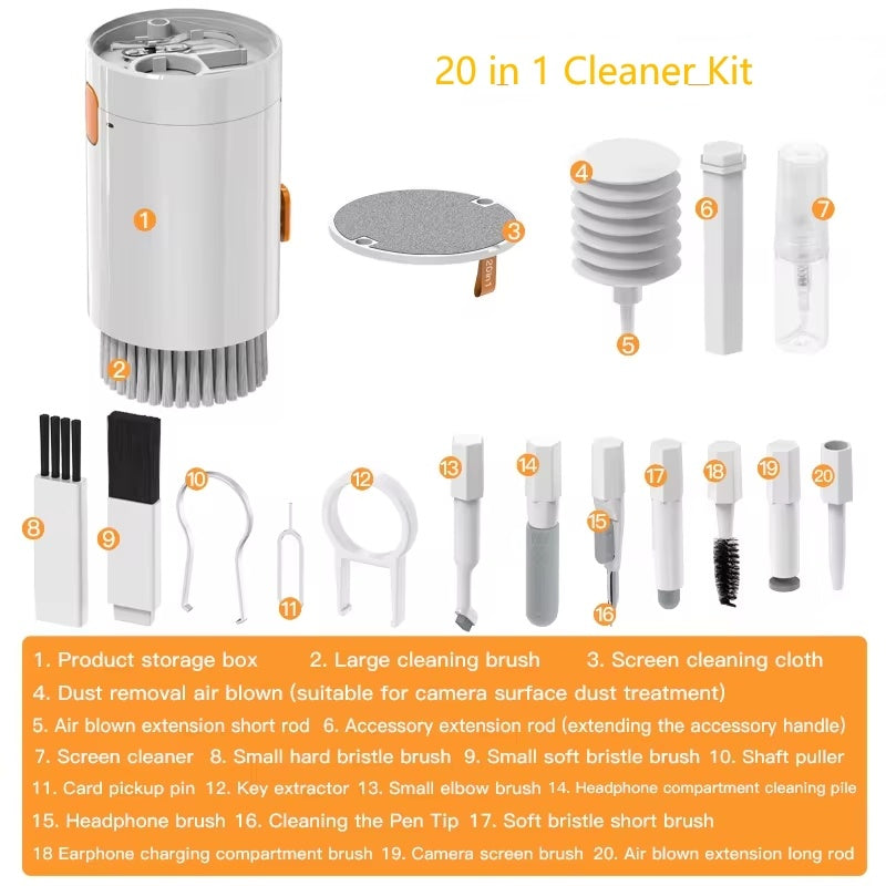20 In 1 Laptop Phone Screen Cleaner Kit, Computer Keyboard Cleaning Brush For Phone AirPods MacBook iPad, Multifunctional Electronic Device Clean Tool For Camera Tablet Car Screens