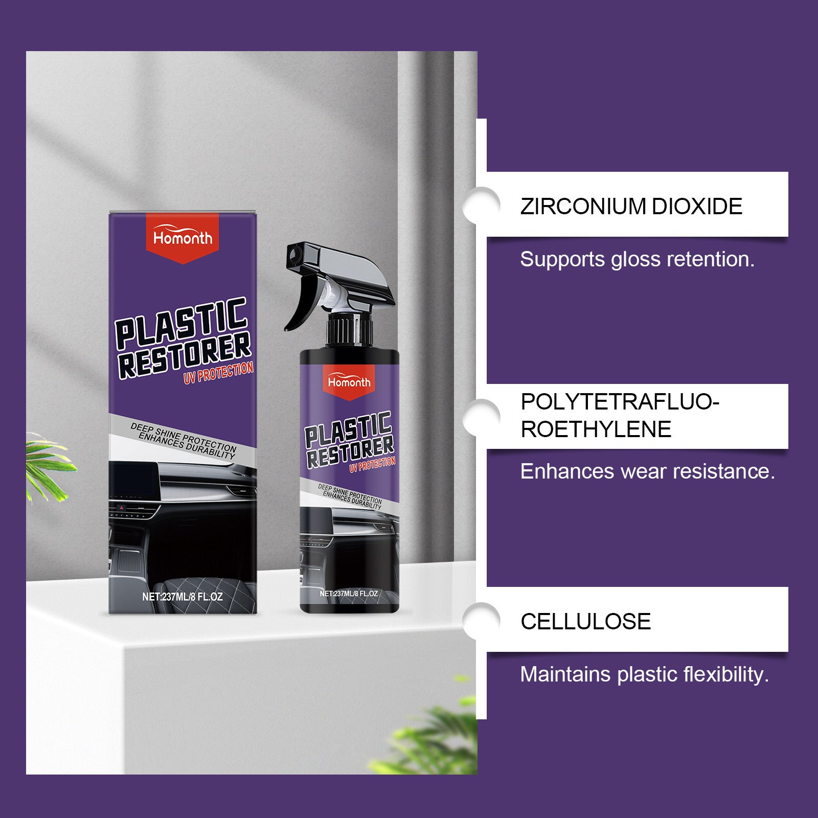 Car Plastic Care Interior Gloss Friction Damage Maintenance Dashboard Care Spray