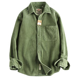 Рубашка с длинным рукавом из чистого хлопкового вельвета с эффектом потертости