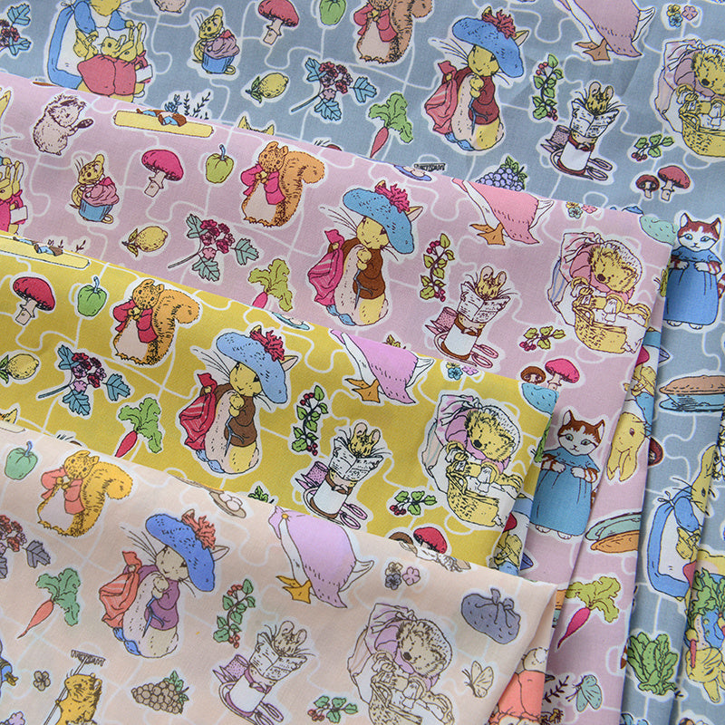 Summer Rabbit Illustration Cotton Fabric Cotton