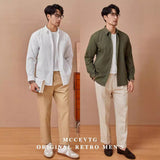 Рубашка свободного кроя в стиле ретро для мальчиков, однотонная, с длинными рукавами, плиссированная