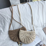 Women small Semicircle Tassel Knitting Straw bag Summer Travel Rattan Tote Knitted Hand Bag Girls Shoulder Tote Keys Coin bag