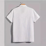Европейская и американская новая полосатая рубашка с коротким рукавом и воротником-стойкой