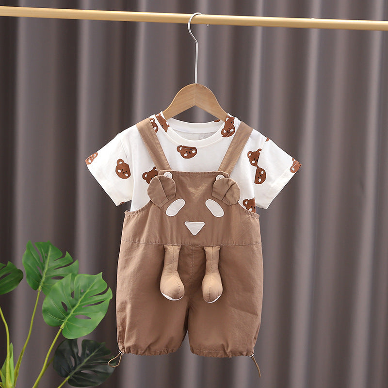 Creative Printed Baby Summer Backpack Pants Set