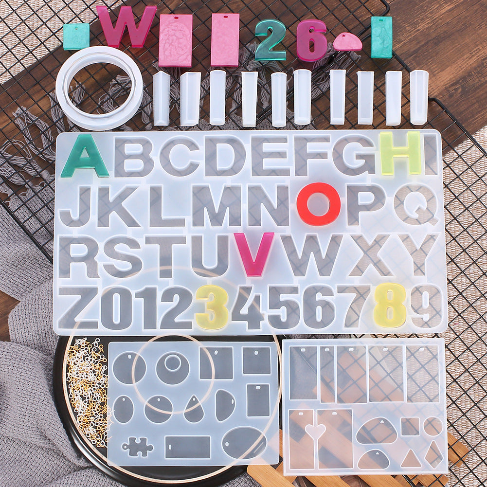 214Pcs Letter Resin Molds and  Jewelry Making Tools