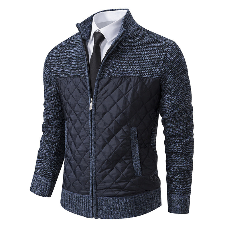 Men's Sweater Coat, Colored Zip-Up Stand-Up Collar Sweater