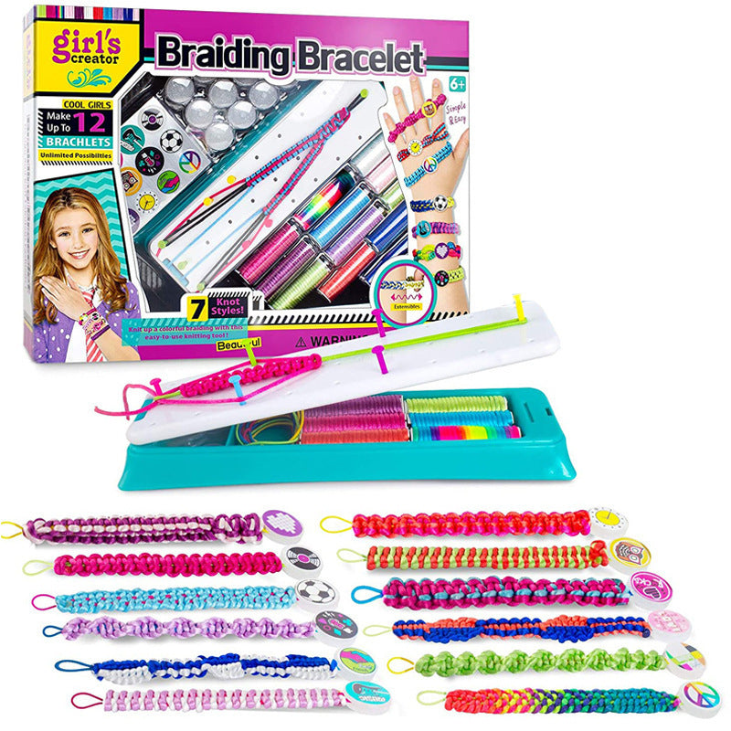 Girls Gift Bracelet Making Craft Toys Children DIY Jewelry Making Toolbox Carrying Strap Knit Device Suit