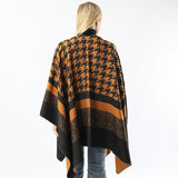 Women's Houndstooth Cape and Shawl, Fashionable Simple Retro Cape Goes with Everything