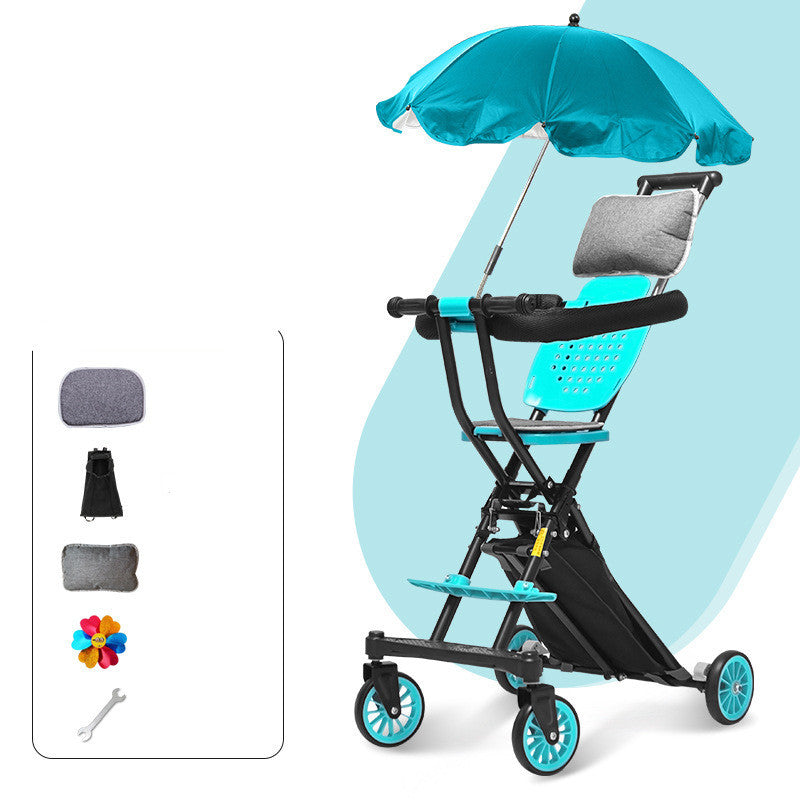 Foldable Simple Baby Two-way High Landscape Stroller