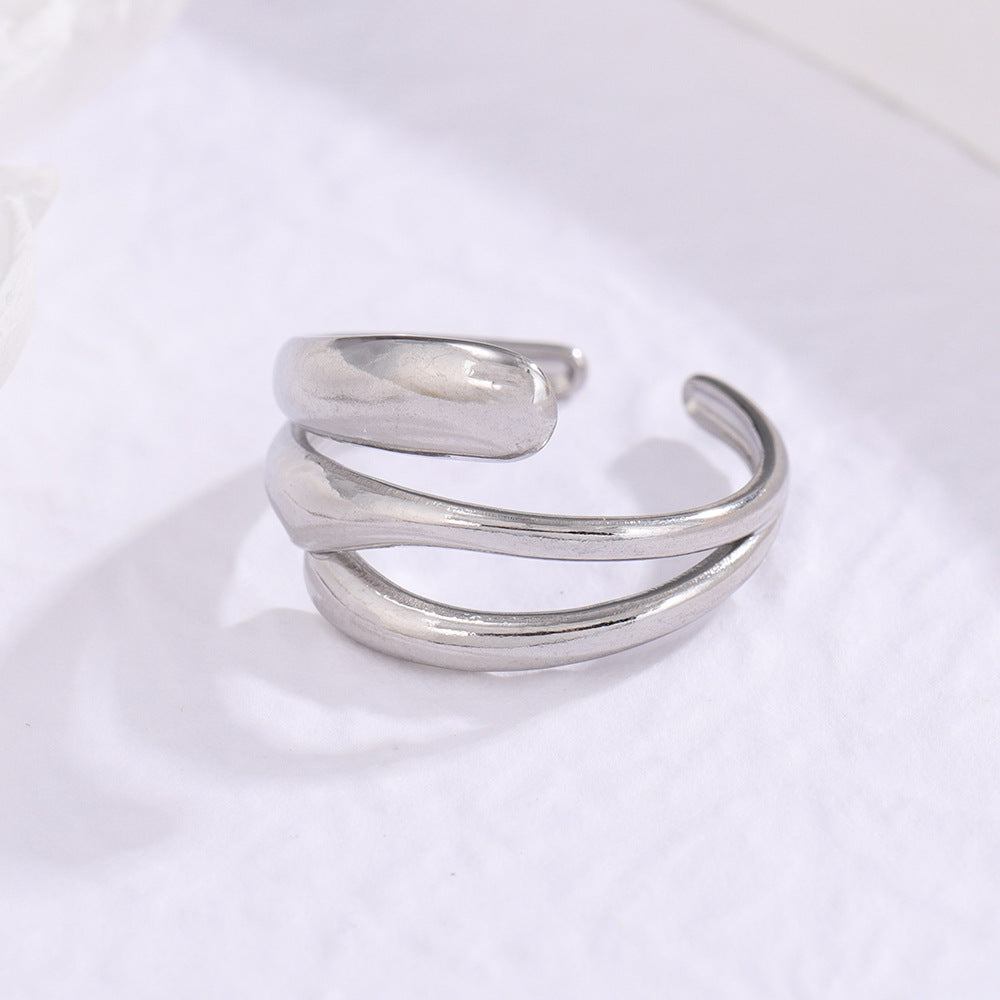 Fashion Simple Style White Dripping Round Ring