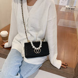 Sweet Lady Pearl Tote Bag Fashion New High-quality PU Leather Handbag Travel Chain Shoulder Messenger Bag