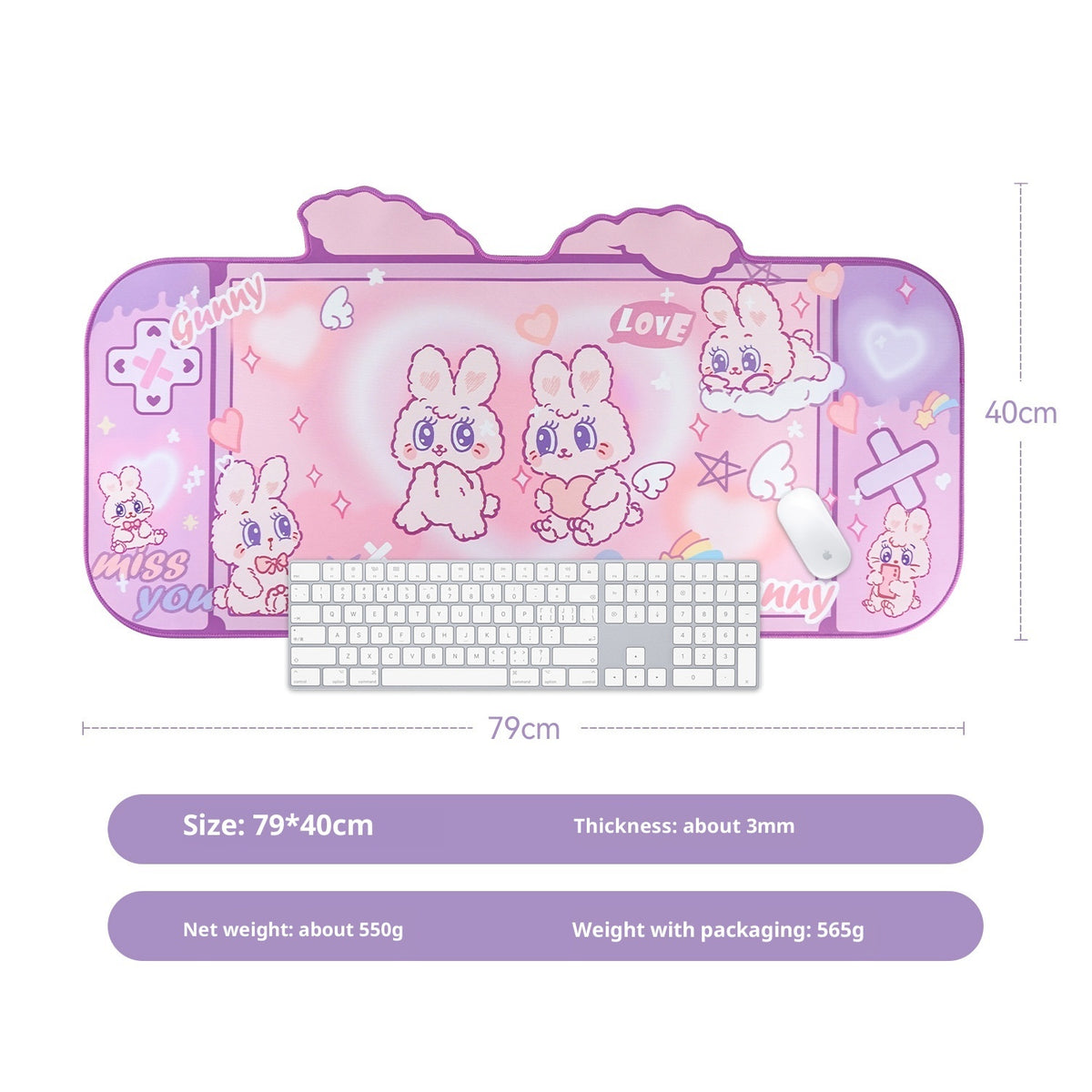 Original Fluffy Rabbit Oversized Mouse Pad Special-shaped Large Table Mat