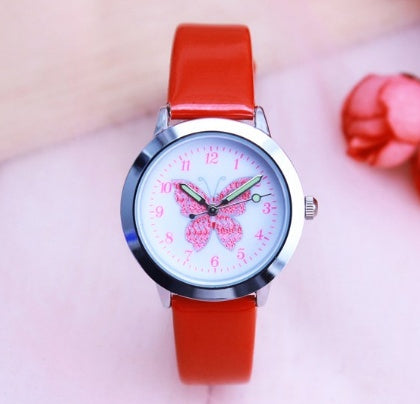 Children's Watches Kids Quartz Watch Student Girls Quartz-watch Cute Colorful Butterfly Dial Waterproof Watch 