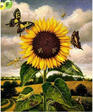 Sunflower Butterfly 5d Handicraft Painting, Beaded Needlework Diamond Mosaic Square Home Decor Diamond Embroidery