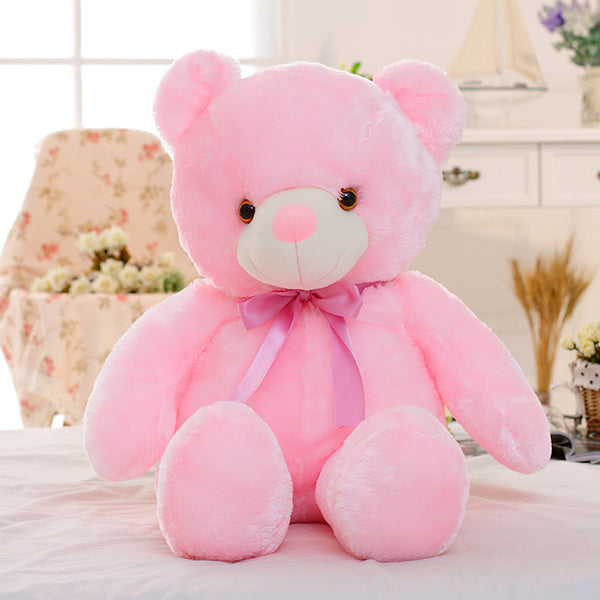 Creative Light Up LED Teddy хирс ҳайвонҳои пурпӯши бозичаҳои зебои дурахшон тӯҳфаи солинавӣ барои кӯдакон болишт