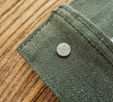 Vulcanized Green Mashed Denim Retro Workwear Pure Cotton Coat For Men
