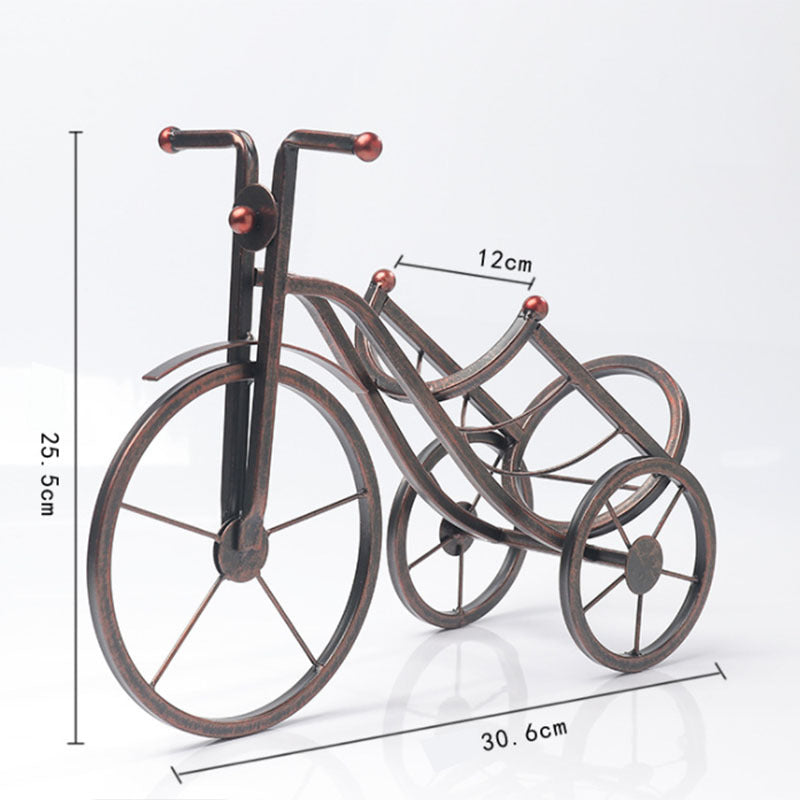 Creative wrought iron metal tricycle wine rack decoration