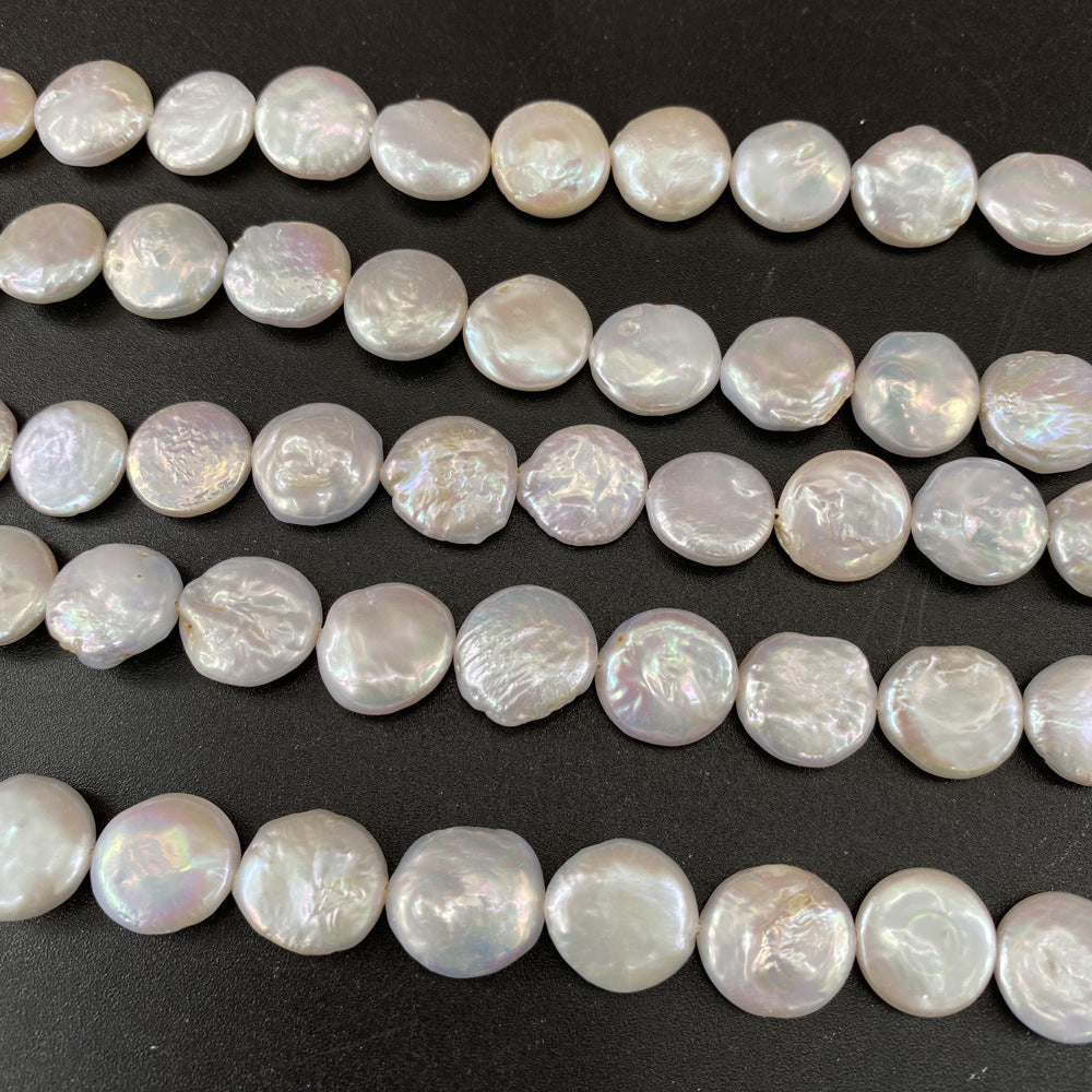 Natural Freshwater Pearl Beads Button Shape Punch For Jewelry Making DIY Necklace Bracelet Accessories