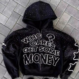 European and American High Street Dark Style Letter Print Hoodie