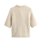 Transparent Organza Bowknot Decoration Short-sleeved Sweater