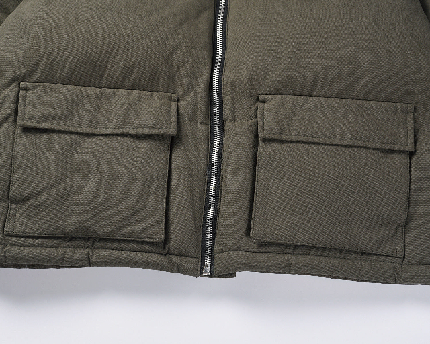 Vintage Army Green Casual Zip Up Stand Collar Jacket Washed Military Jacket
