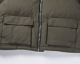 Vintage Army Green Casual Zip Up Stand Collar Jacket Washed Military Jacket