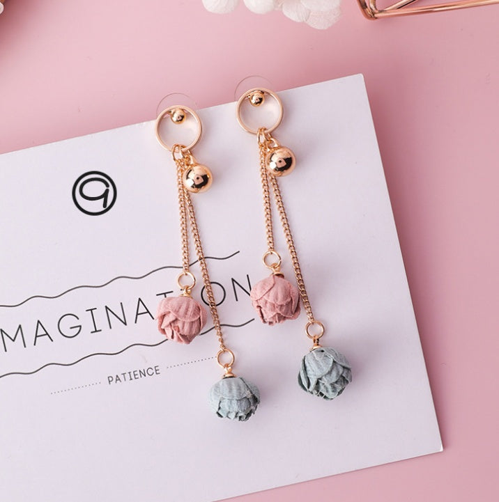 Fashion Korean Japanese Girl Simple Lovely Earrings Flower Fabric Swings Fashion Earrings For Women Jewelry Accessories