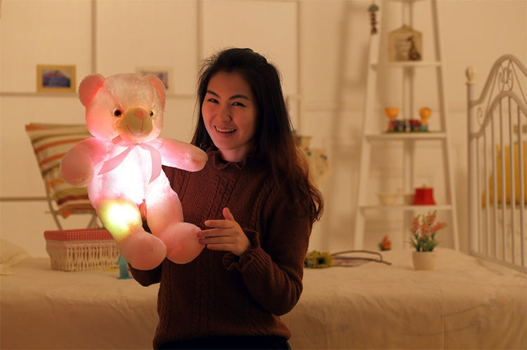 Creative Light Up LED Teddy хирс ҳайвонҳои пурпӯши бозичаҳои зебои дурахшон тӯҳфаи солинавӣ барои кӯдакон болишт