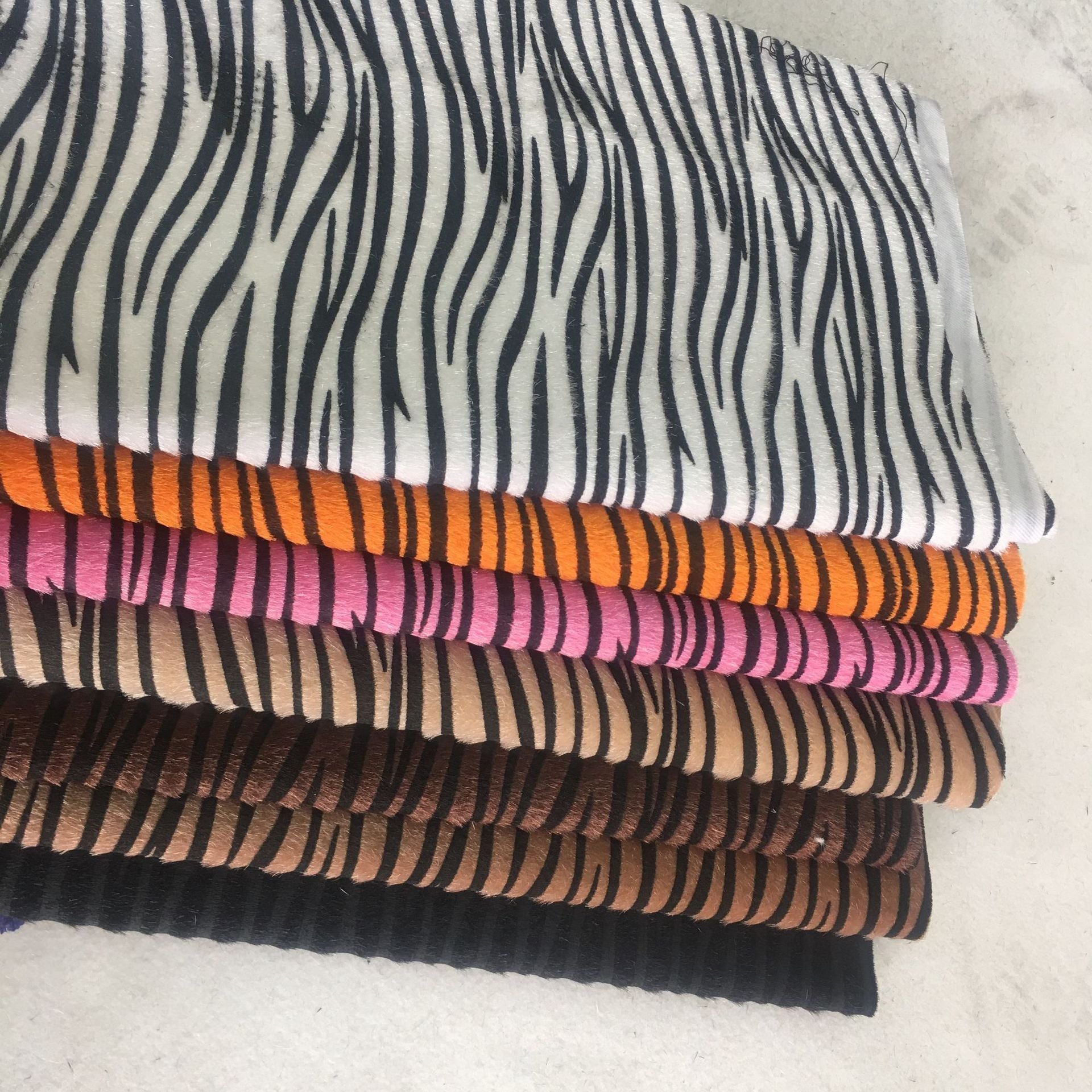 Faux Horsehair Zebra Leather Printed Fabric