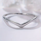 S925 Sterling Silver Light Luxury Japanese And Korean Style All-match V-shaped Female Ring