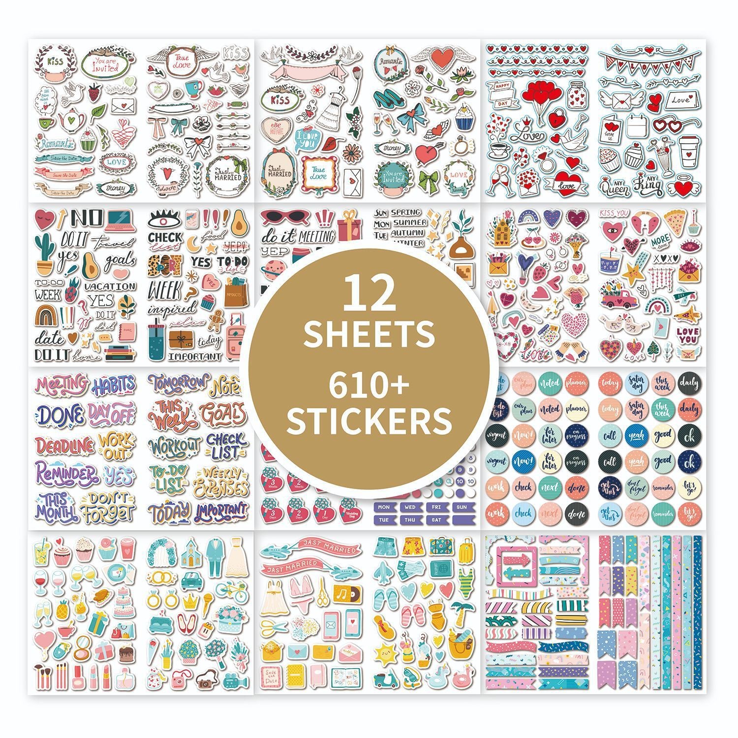 A4 Love Wedding Scrapbooking Stickers