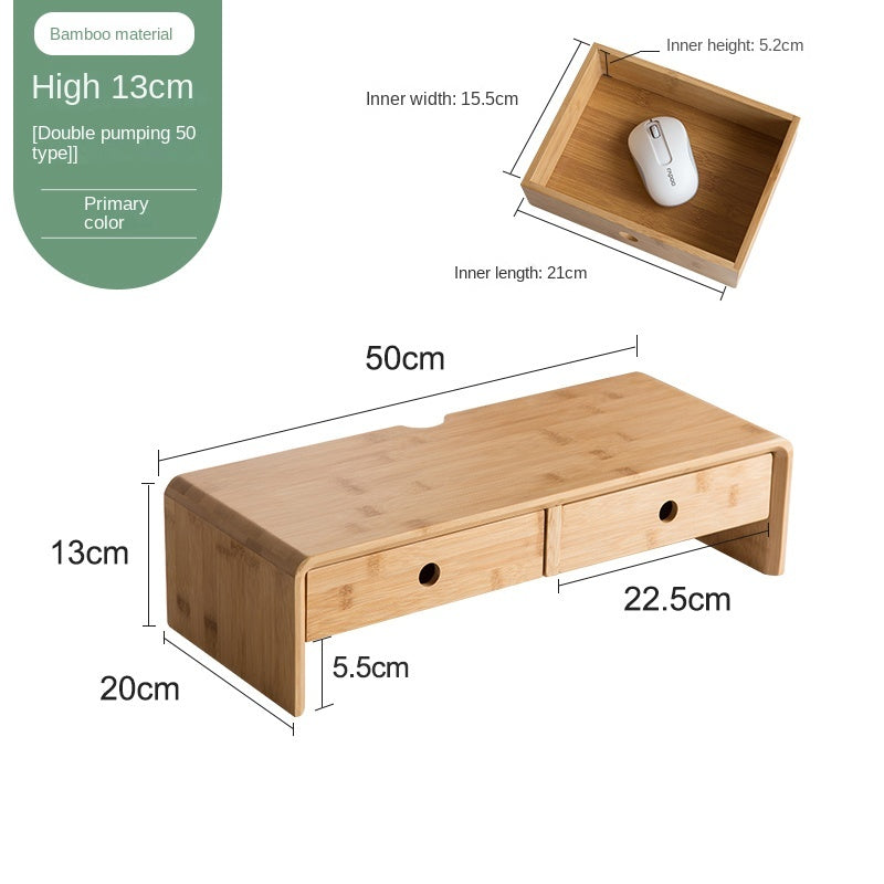 Nan Bamboo Computer Monitor Booster Organizer