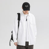 Oxford Cotton Hong Kong Style Double Pocket Trendy Loose Casual Men's Shirt