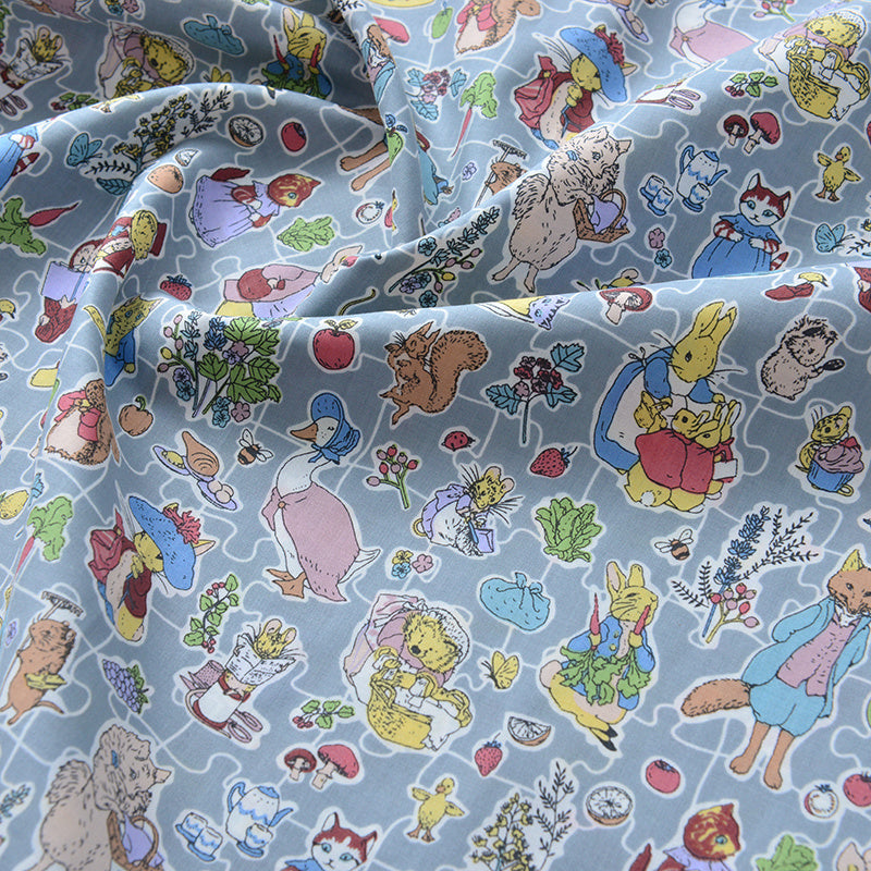 Summer Rabbit Illustration Cotton Fabric Cotton