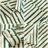 Vertical Striped Long-sleeved Shirt Loose