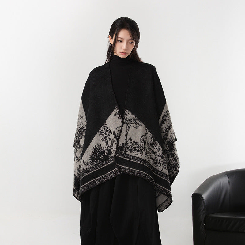 Simple dark cashmere coat, warm