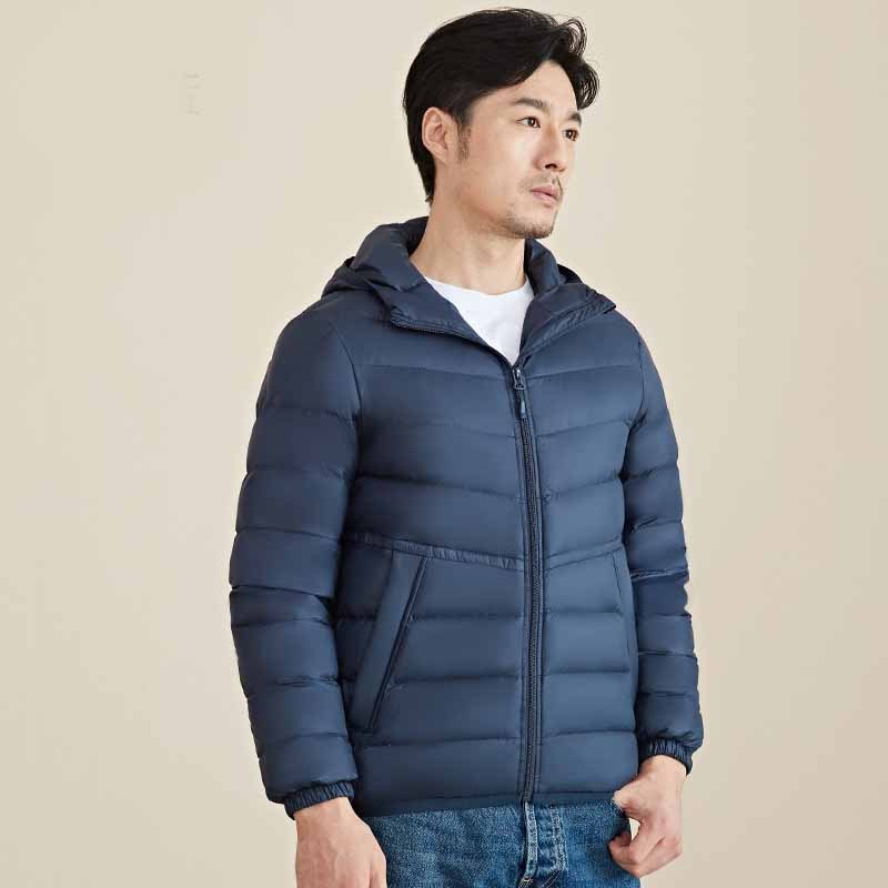 Men's Lightweight Short Down Jacket with Hood