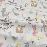 Cotton Cartoon Green Deer Squirrel Fabric