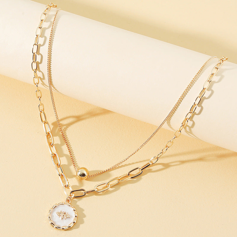 Double-layer Bee Necklace Simple Vintage Sweater Chain