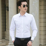Белая рубашка мужская с длинным рукавом Slim Fit All-match Solid Color