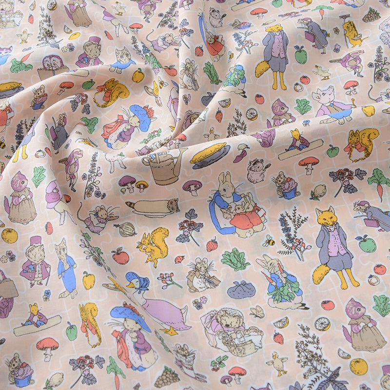 Summer Rabbit Illustration Cotton Fabric Cotton