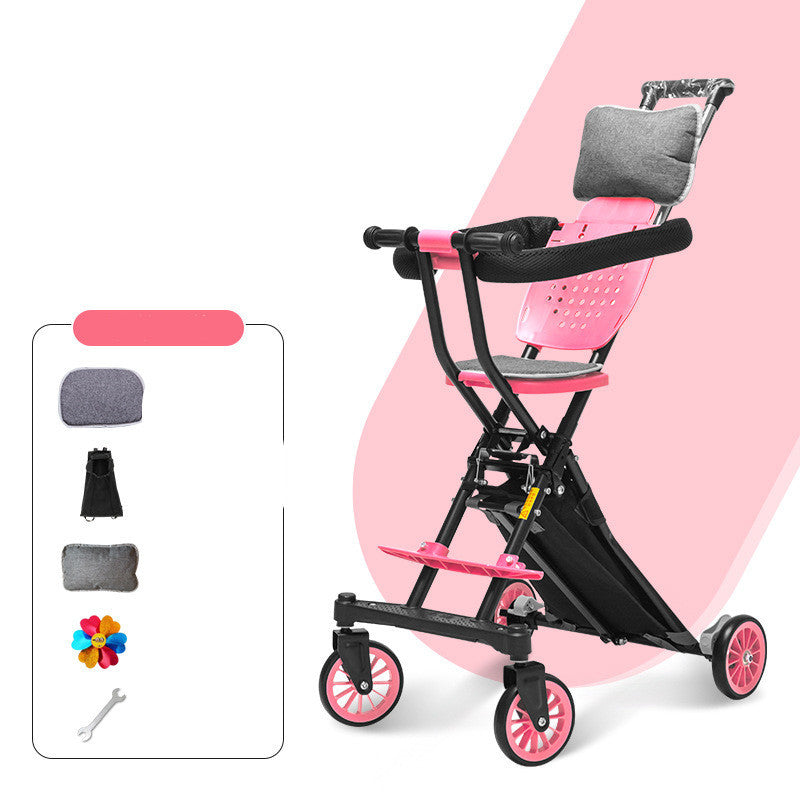 Foldable Simple Baby Two-way High Landscape Stroller