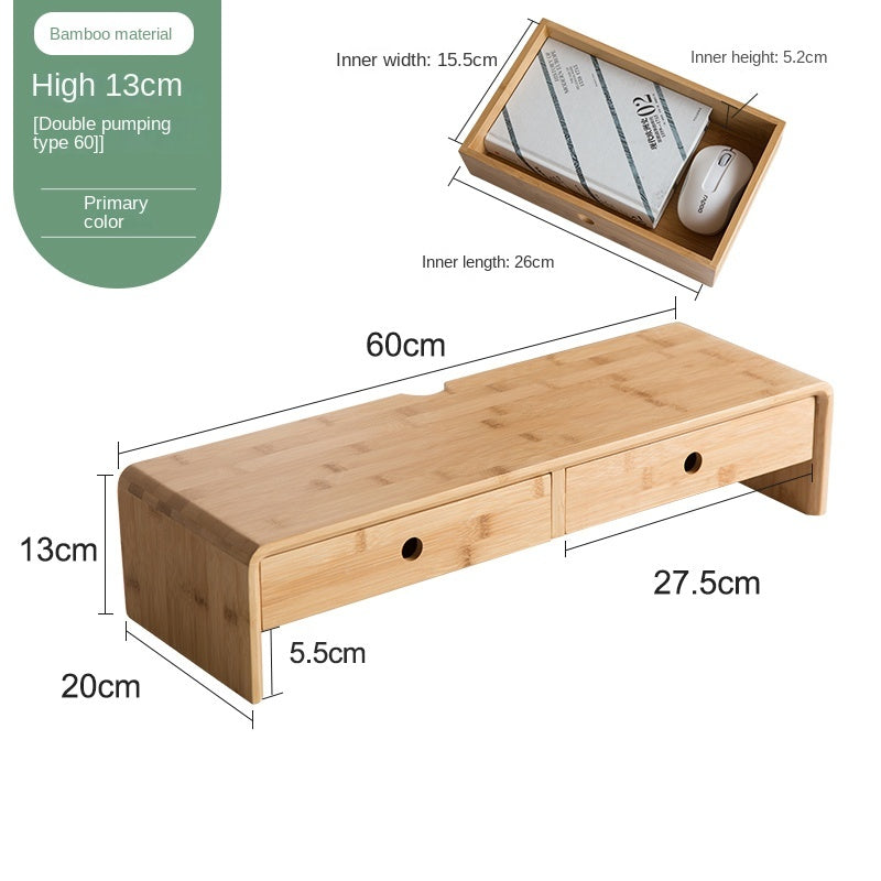 Nan Bamboo Computer Monitor Booster Organizer